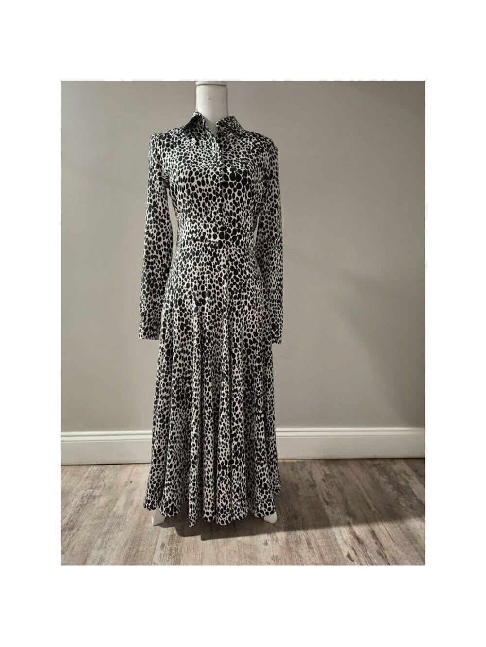 Michael kors collection Black and White Speckled Pony Print Shirtdress Size 4 NW - Picture 6 of 11